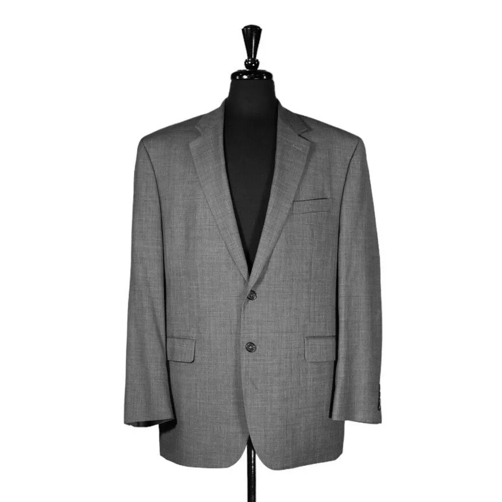Chaps Ralph Lauren Mens Blazer Gray Wool 2 Button Lined Jacket Sport Coat 44R